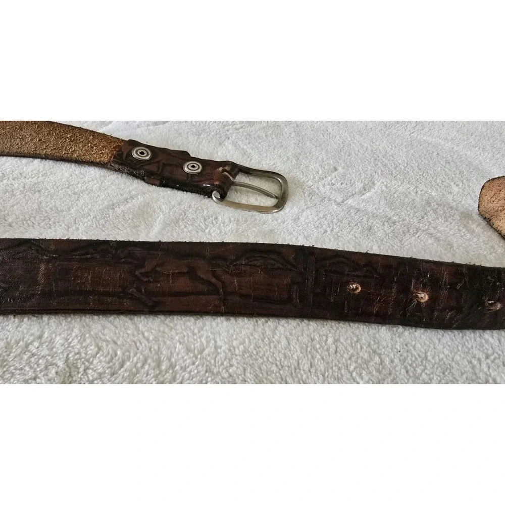 Men Vintage Leather Embossed Belt 